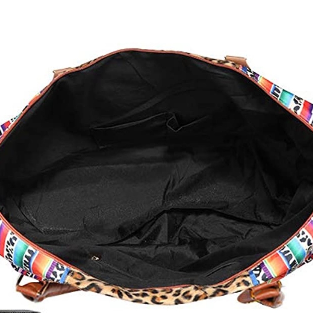 New Leopard And Aztec Print Weekender/Duffle Bag With Shoulder Strap - Picture 9 of 10